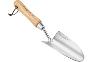 Berry&Bird Garden Petite pelle manuelle en acier inoxydable avec manche en bois, outil de jardinage, bonsaï, pour creuser le désherbage, la plantation