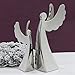 Produktbild 1 x Engel Ela Keramik weiß/silber glasiert stehend Höhe 31 cm, Weihnachten, Christmas, Figur