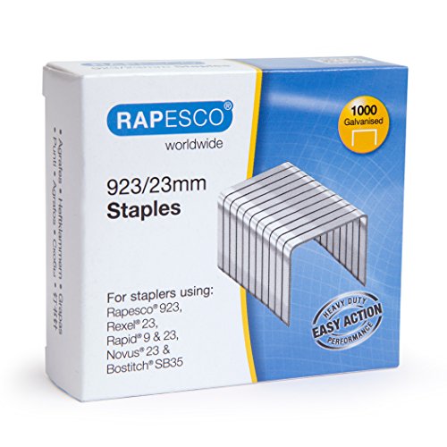 Rapesco Grapas - Caja de 1000 grapas 923 23 mm  tipo 23   para grapadoras de gruesos