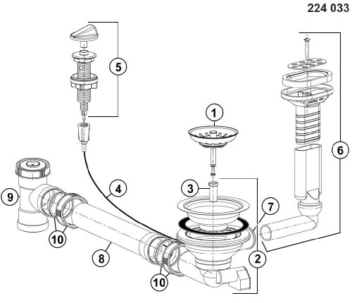 Blanco Ablaufgarnitur 3,5″ mit Exzenterbedienung und Überlauf oval kpl. - 3