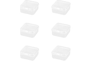 Rumyve 6Pcs Clear Plastic Storage Boxes with Lids - Mini Rectangular Containers for Beads, Business Cards, Pills, and Small Items(4.5 * 4.5 * 2 cm)