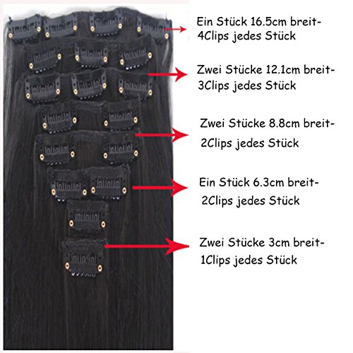 S-noilite- 60cm 8 teiliges SET Clip In Hair Extensions Haarverlängerung Full Head Haarteil Haarverdichtung (Wellig,Sandblond & Bleichmittel Blond) - 7
