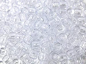 Assorted Color Design 180 Pieces Plastic Beads 6 x 7 mm for Braid Hair for Girls (Clear)