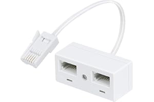 Uvital Telephone Splitters, 2 Way BT Phone Socket Adapter, RJ11 BT Plug Male to 2 Female, Double Phone Socket Adaptor for UK Landline Telephone, FAX, Modem, Cable Adapter and Converter, White