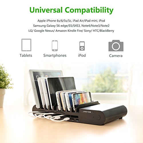 UGREEN 96W 10 Ports universal USB Netzteil Ladegerät Ladeadapter USB Ladestation mit der Halterungsfunktion für iPhone 6/5S/5/4S, iPad Air, iPad Mini, Galaxy S5/ S4/ S3, Note 4/ 3, Kameras, MP5/MP4, Smart Phones and PC Tablets (Schwarz) - 4