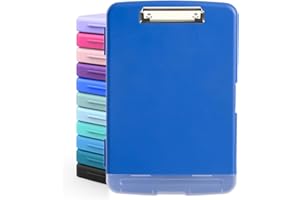 DMFLY Clipboard with Storage, Heavy Duty Clip Boards with Pen Holder, A4 Plastic Clipboards with Compartment, Holds 6+ Pencils and 200+ Sheets, Strong Clipboards with Low Profile Clip, Great for Work