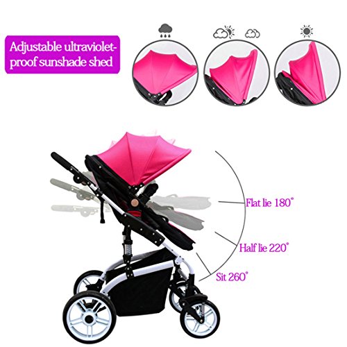 Beautylife66 Baby Storller Kids Pram Trolley Walker Foldable Pushchair Rose