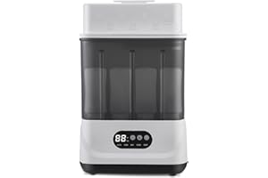 HOYIYOBI Sterilizzatore e Asciugatore per Biberon, Sterilizzatore Elettrico a Vapore 4 in 1, Contiene 9 Biberon e Ciucci, Sterilizzatore a Vapore a 2 Strati per Biberon, Accessori per Tiralatte