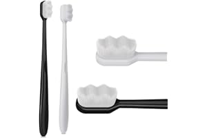 WLLHYF Confezione da 2 spazzolini extra morbidi con 20.000 setole per gengive fragili Spazzolino manuale per adulti in fibra sterile morbido micro nano per denti recessione gengivale orale