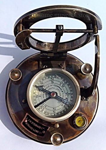 Maritime Sundial Beautiful Compass with Leather Box. C-3096