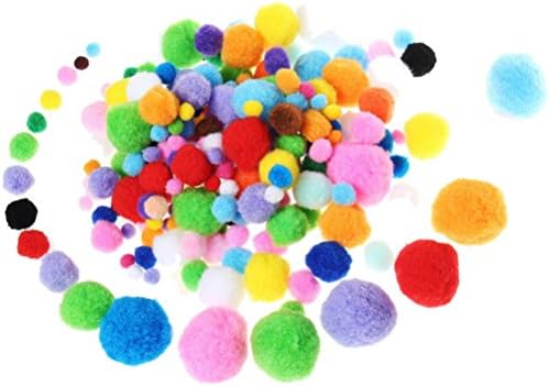200 Pieces Pom Poms, borte Various Sizes Craft Pom, Assorted Colors Fluffy Pom-Poms for Craft Making and Hobby Supplies