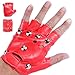 Produktbild Schwarz Rocker Handschuhe mit Nieten Karneval Fasching Biker Kostüm SM Lederlook KBV (rot)