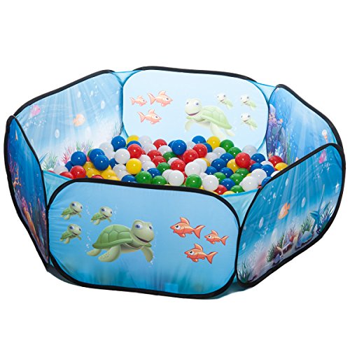 pop up Unterwasserwelt Babypool Bällebad + 200 bunte Bälle in 10 Farben