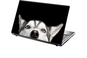 15.6 INCH TAYLORHE SKINS TaylorHe 13-14 inch (34cm x 23.5cm) Laptop Skin Vinyl Decal MADE IN England Cute Peeping Dog Funny Pet Siberian Husky