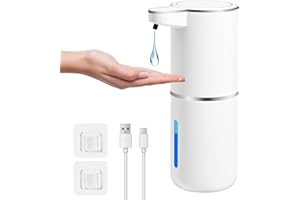 Gaethra Seifenspender, 380 ml automatischer Seifenspender, automatischer Küchenseifenspender mit Infrarot-Bewegungssensor, USB, wiederaufladbar, wasserdicht IPX5 (Weiß, Art der Flüssigkeit)