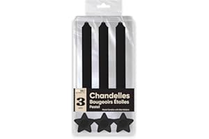 COXZD BOUGIES CHANDELLES X 3 SUPPORTS ETOILE NOIR