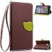 Produktbild Nokia Microsoft Lumia 640 XL Lederoptik PU Leder Hülle (Frei 2 in 1 Ball Touch Pen) CaseHome Nature Blatt Etui Magnetverschluss Stil PU-Leder Brieftasche [Standfunktion] Deckel Klapptasche Schale Flip Foliant Schützende Haut Hüllen Mit Wallet Kartenfach Magnetverschluss Standfunktion Handytasche Taljereep Lanyard Strap Tragen Folio Tasche Schutzhülle(Braun Color)
