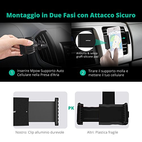 Mpow Supporto Auto Smartphone CD Slot Car Mount, Supporto Cellulare Universale, Un-Tocco Porta Cellular Auto per iPhone 8/iphone X/7/7Plus/6s/6/6s Plus/6 Plus, Samsung S8/S7/S6/Edge, LG G5, Nexus 5x/6