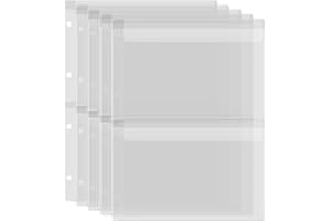 OTCRAFT Lot de 5 pochettes en plastique de format A4, 4 trous étanches en PVC, pochettes pour feuilles mobiles, planificateur, photos, documents, timbres et matrices (2 compartiments)
