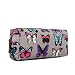 Miss LuLu Women Girls Canvas Students Pen Pencil Case zipper Bags Cosmetic Travel Makeup Bags Pouch Box (Butterfly Grey)