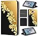 Price comparison product image CoverFix Premium Cover for Samsung Galaxy J3 2017 / J3 2017 DUOS Flip Cover Protective Cover Faux Leather Flip Case Motif 1368 Rosen Ranke Gold Farben Schwarz