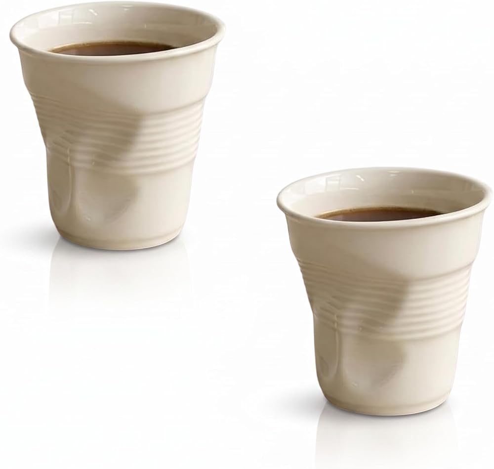 ARVALE Buruşuk Kupa Fincan Seramik El Yapımı Tasarım Mug Kahve Bardağı (2, Küçük)