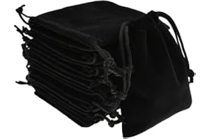 Syolee 10 Pcs Jewellery Bags Velvet Jewelry Pouches Drawstring Gift Bags 9cm x 7cm, Black