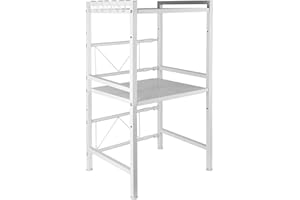 LANTUS Estantería para microondas, Estante de Cocina Extensible de 3 Niveles con Ganchos, encimeras de Cocina para tostadora,hervidor de Agua,Botella de especias-40/64 * 36.5 * 78cm -Blanco -1pc