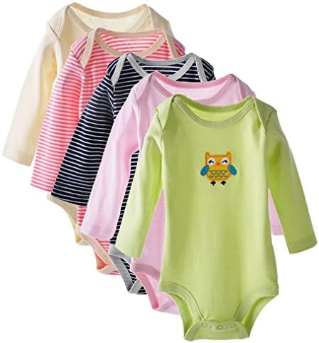Baby Boys Girls long Sleeve Bodysuit Onesies Baby Romper 0-24 months , Randmly Pattern -5 Pack (0-3 Mnoths)