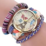 Estilo: Manera y ocasional Sannysis Dreamcatcher Amistad Pulsera Relojes vestido de mujeres de reloj (Azul)