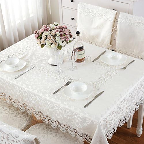 YYHSO European-style Lace Embroidered Table-cloth,Pure White Fabric Tablecloth,Coffee Table Table Runner Cushion Chairs-A 115x115cm(45x45inch)
