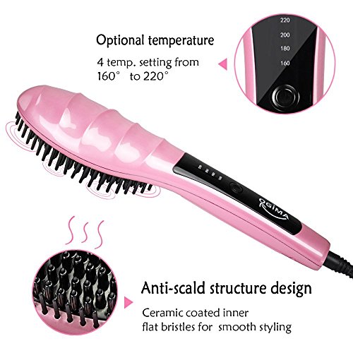 Glättungsbürste, OGIMA Pro Detangling Haar Styling Pinsel Elektrische Anion Haarpflege Kamm, Anti-Scald Wirksames Seidiges Haar-Massagegerät-Bürste, Heizung Silky Hair Paddle Bürste (Pink), 1 JAHR GARANTIE - 3