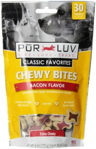 Pur Luv Chewy Bites Bacon Treat, 6-Ounce