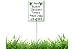 GEROCLONUP 4.6 x 6 inch Grass Sign with Stakes,Free Range Chickens Keep Dogs on Leash Aluminum Yard Sign with Long Metal Stakes - Outdoor use