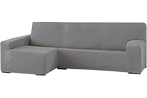 GFD - Funda de Sofá Chaise Long, Funda Protectora de Sofá Chaise Longue L de Tela Elástica Ajustable, Resistente Perros Gatos Mascotas (Gris, Izquierda)
