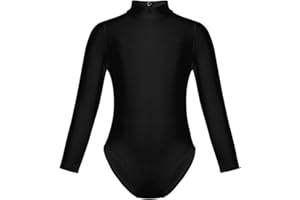 Freebily Maillot Leotardo Gimnasia Elástico para Niña Maillot de Danza Ballet Gimnasia Rítmica Manga Larga Body Clásico Mono Malla Fitness Patinaje Infántil