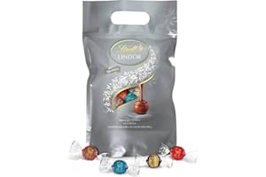 Lindt LINDOR bombones – 1kg, chocolate con leche, chocolate negro 70%, doble chocolate, caramelo sal, relleno de chocolate cremoso, surtido de chocolate