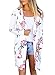 Produktbild Damen Cardigan Lang Elegant Strickjacken Langarm Rose Floral Print Women Festlich Longshirt Jacken Loose Offener Coat Hübsche Mit Pockets Boho Kimono Outwear