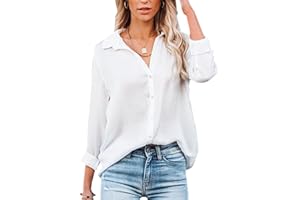 NONSAR - Blusa para Mujer de Manga Larga y Cuello de Pico, con Botones, Elegante, Informal, para el Trabajo