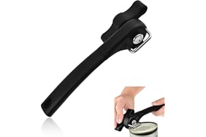 YUNXCNA Ouvre Boîte, Professionnel pour Cuisine, Ouvre Boîte en Acier Inoxydable, Ouvre Boîte Manuel avec Poignée Antidérapante Bord Lisse Poignée Ergonomique, pour Tous les Types de Conserves, Noir