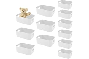 wintfarm 12 Stück Aufbewahrungsbox,Aufbewahrungskorb Kunststoff,Aufbewahrungsboxen storage boxes mit Griff für Regale,Schubladen,2 Größen zur Schrank Organizer für Küche