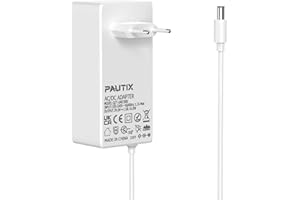 PAUTIX Adaptateur d'Alimentation 24V 2A, AC100-240V vers DC24V Driver Converter Transformer 48W 5,5mm x 2,1mm DC Output Jack avec câble de 1,5m de Long pour Ruban LED, Système de Sécurité CCTV(Blanc)
