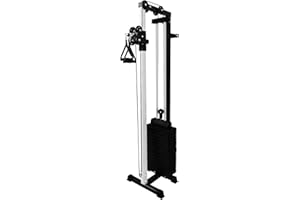 MONSTER SHOP Cable Pulley Machine Crossover Fly Home Gym Workout Equipment Wall Mounted Adjustable Weight Plates 180kg Stack Multifunction Strength Trainer Dual System Multi Height Track FREE Accessories Included