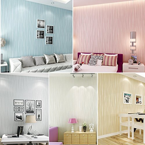 Kinlo 10 x 0.53M Wandtapete 3D-Tapete Vliestapete,3D Relief Tapete Dekoration für TV Wand Wohnzimmer Schlafzimmer und Hotel – Beige - 9