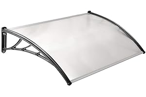 TERRE JARDIN Toldo para Puerta de Entrada Techo Ventana Marquesina 150 x 80 cm, Protección Lluvia Sol Nieve - Transparente