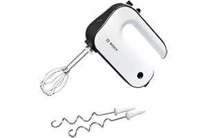 Bosch Batteur Styline MFQ4020 – Batteur à main polyvalent avec fouets et crochets pétrisseurs – Puissance de 450 W – Couleur : Anthracite/Blanc