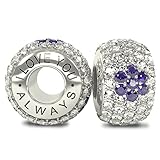 I Love You Always Die Royal Collection – massiv Sterling Silber 925 CZ österreichischen Kristallen Pavé Bead Charm – passend für Pandora und ähnliche 3,5 mm Armbänder