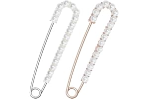 CPJJ 2 Piezas Imperdibles Broches Novia,Imperdibles Broches De Mujeres Clips De Chal Suéter De Cristal y Perla