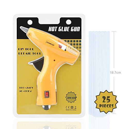 CCbetter 30W mini Heißklebepistole kit mit 25 Stück Klebesticks,gelb - 7