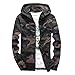 Produktbild Hanomes Herren Jacke,Herren Winter Casual Hoodie Camouflage wasserdicht Winddicht Outdoor Parka Lose Reißverschluss Kapuzenjacke Warme Windjacke